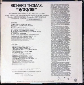 Leonard Rosenman – Richard Thomas 9/30/55 (Music From The Original Motion Picture Soundtrack) LP Plak - Görsel 2