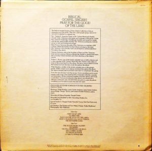 Biblical Gospel Singers – Pray For The Good Of The Land LP Plak - Görsel 2