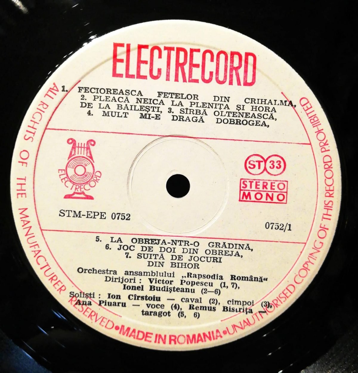 The Romanian Folk Music Ensemble – Rapsodia Română ‎LP Plak - Görsel 2