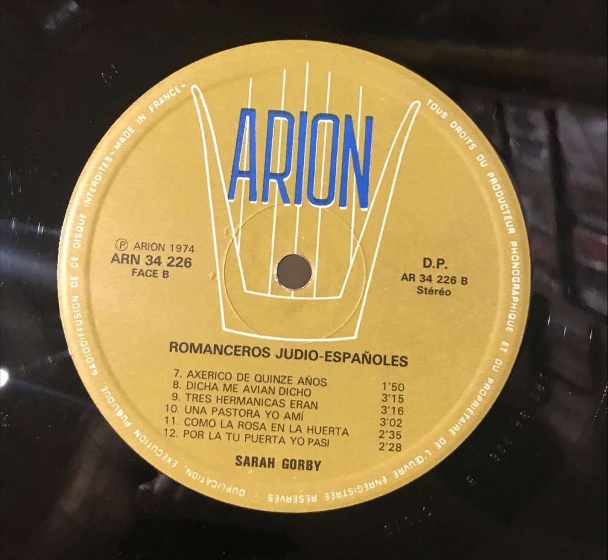 Sarah Gorby – Romanceros Judio Españoles LP Plak (Ladino) - Görsel 4