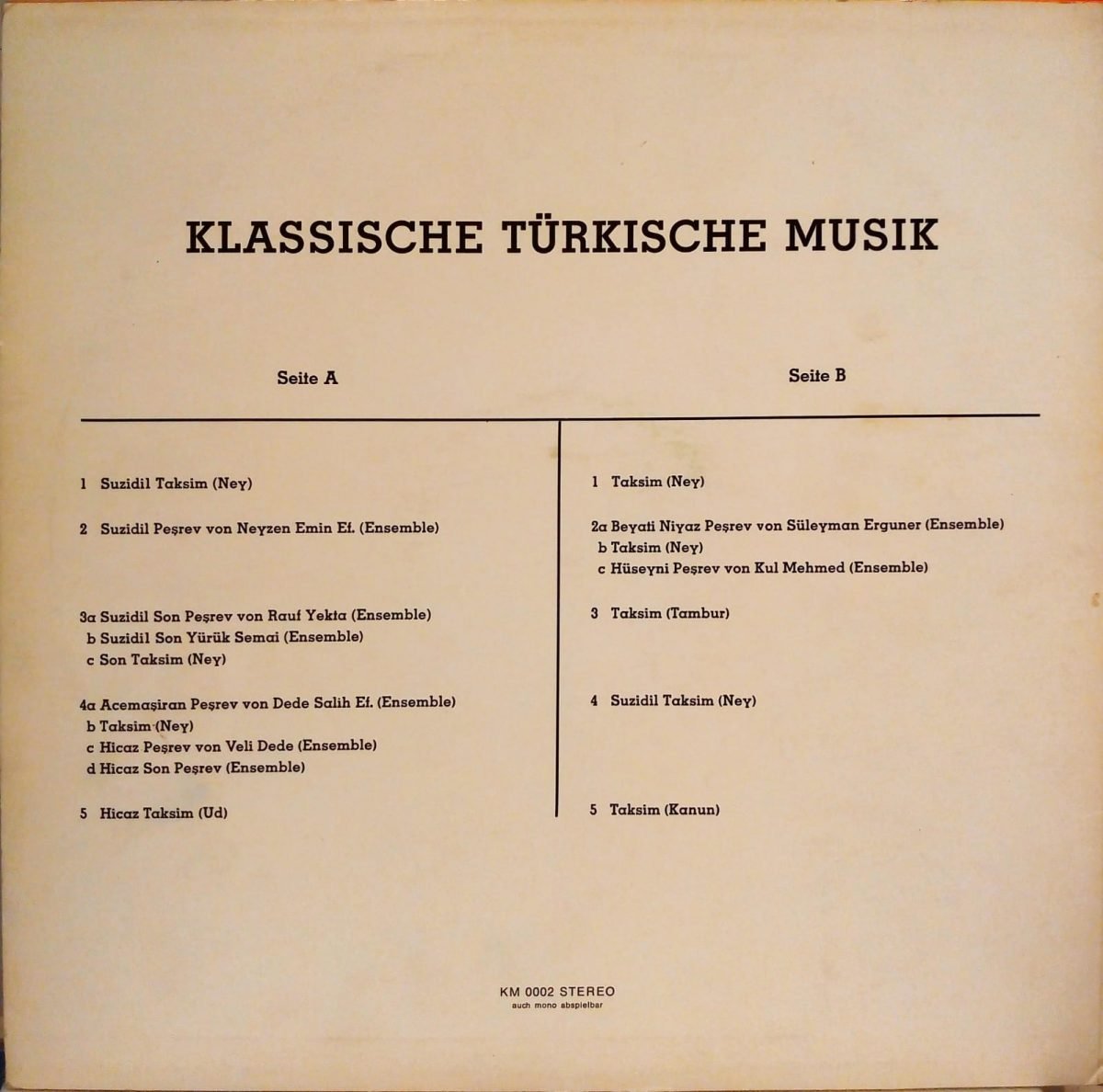 Kurt Reinhard – Klassische Türkische Musik LP Plak - Görsel 2