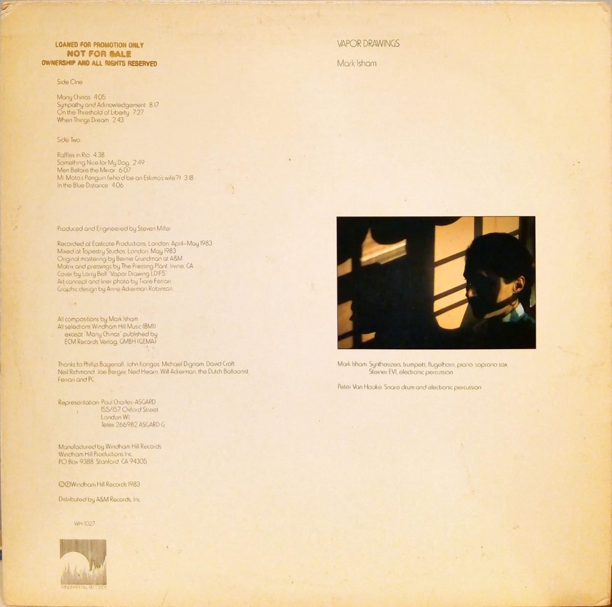 Mark Isham – Vapor Drawings LP Plak - Görsel 3