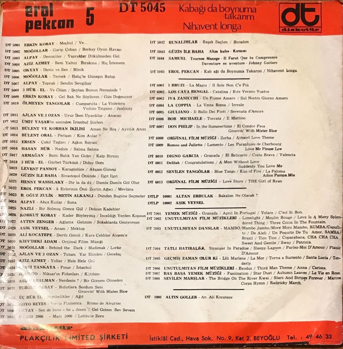 Erol Pekcan 5 ‎– Kabağı Da Boynuma Takarım / Nihavent Longa 45lik Plak - Görsel 2