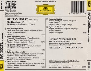 Gustav Holst - Berliner Philharmoniker, Herbert von Karajan ‎– The Planets CD - Görsel 2