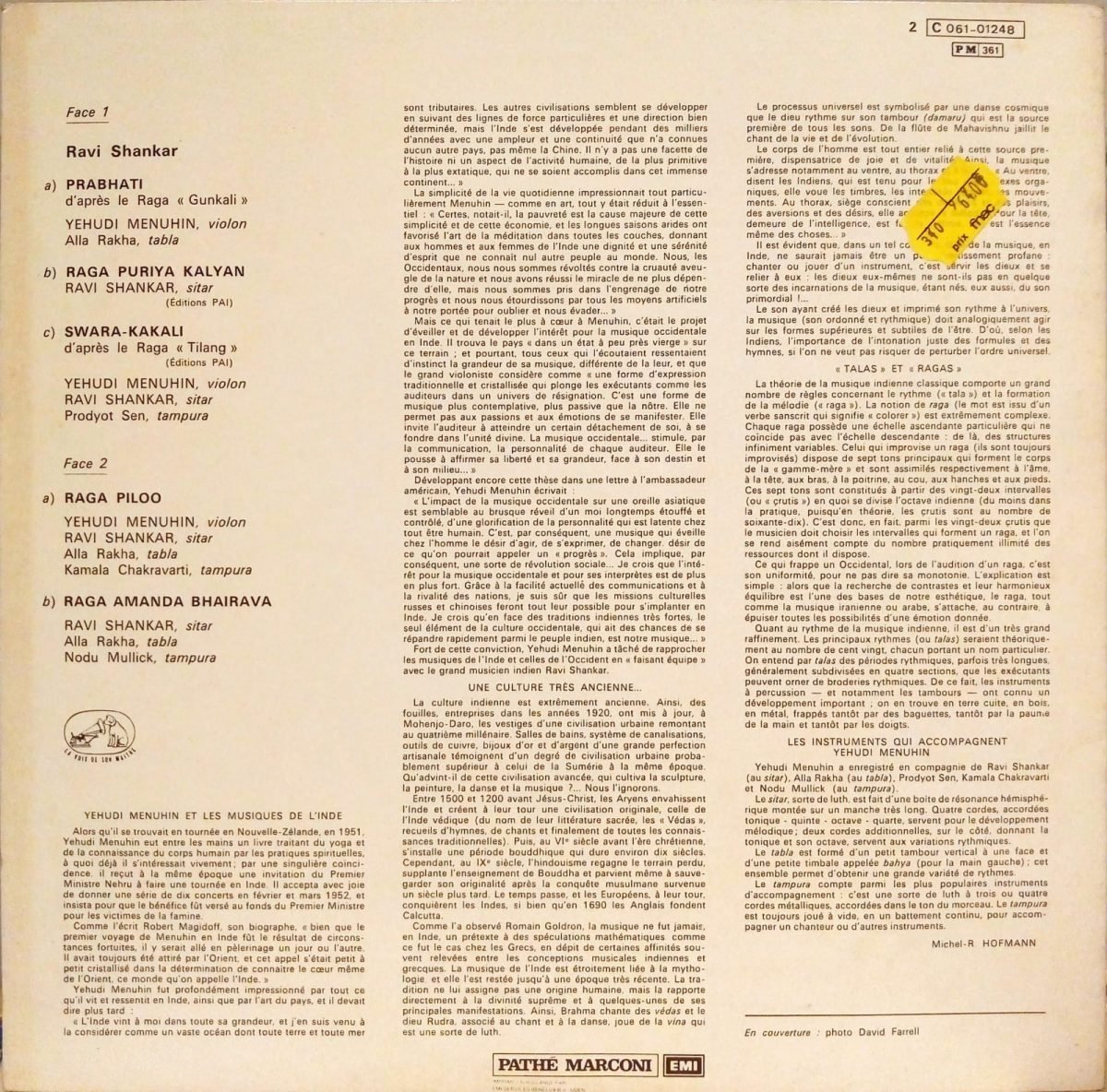 Ravi Shankar Et Yehudi Menuhin – Ravi Shankar Et Yehudi Menuhin LP Plak - Görsel 2