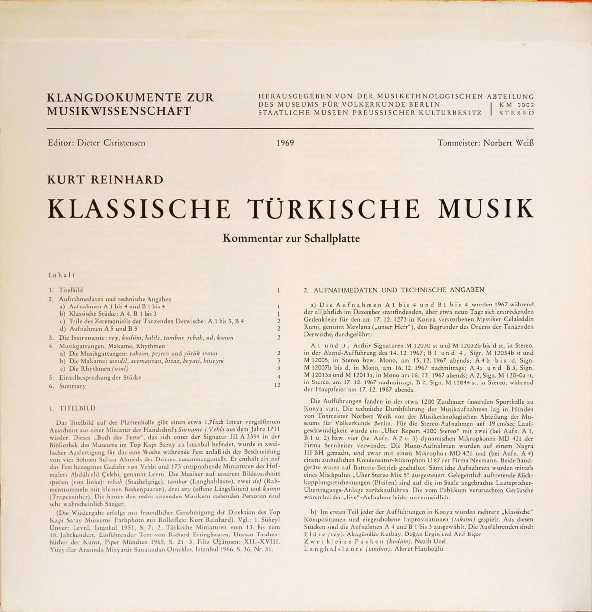 Kurt Reinhard – Klassische Türkische Musik LP Plak - Görsel 3
