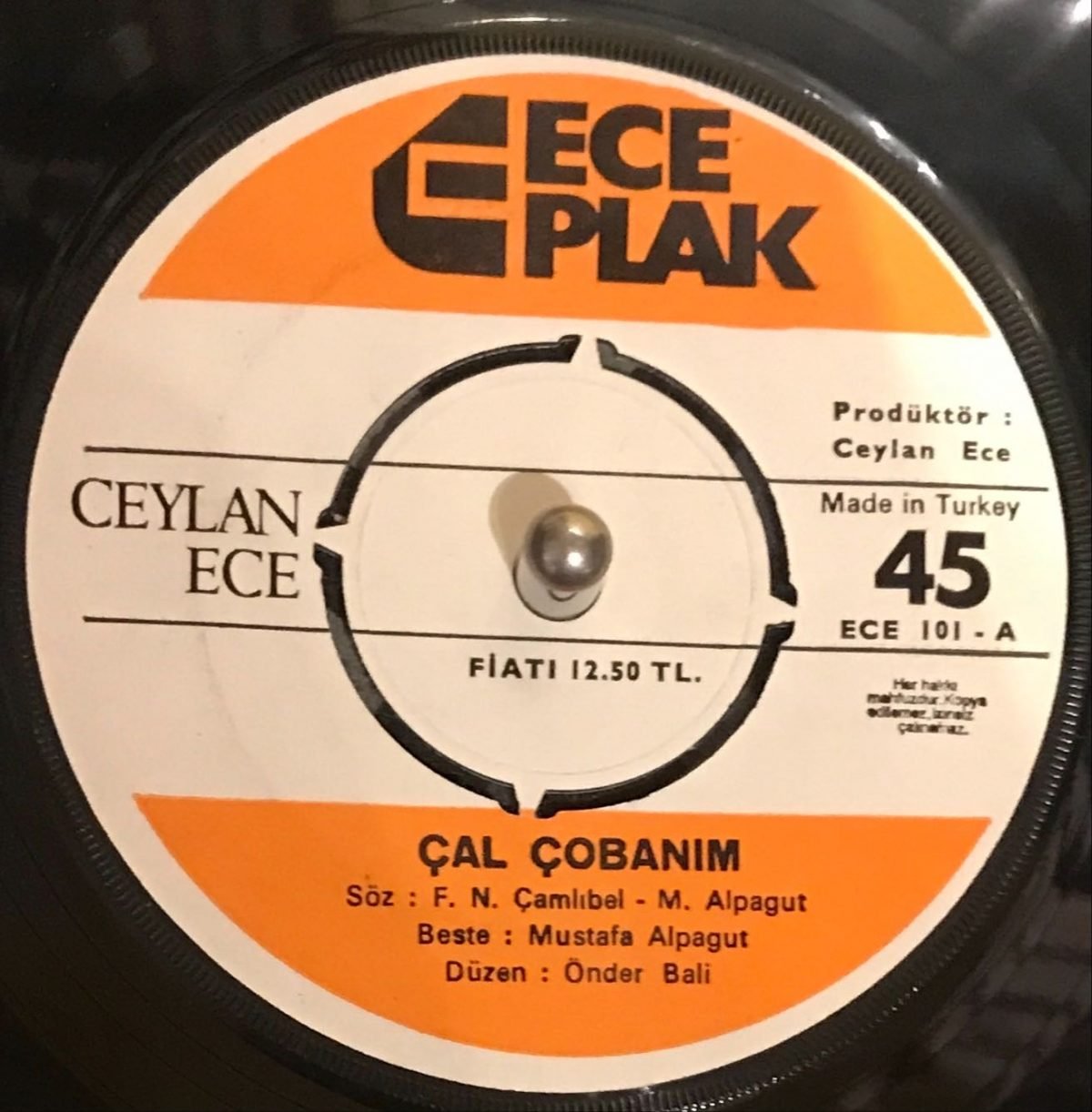Ceylan Ece ‎– Çal Çobanım / Zülfünde Teller Gördüm 45lik Plak - Görsel 3