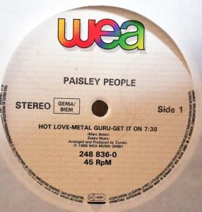 Paisley People – Hot Love - Metal Guru - Get It On 12'' Maxi Single Plak - Görsel 2