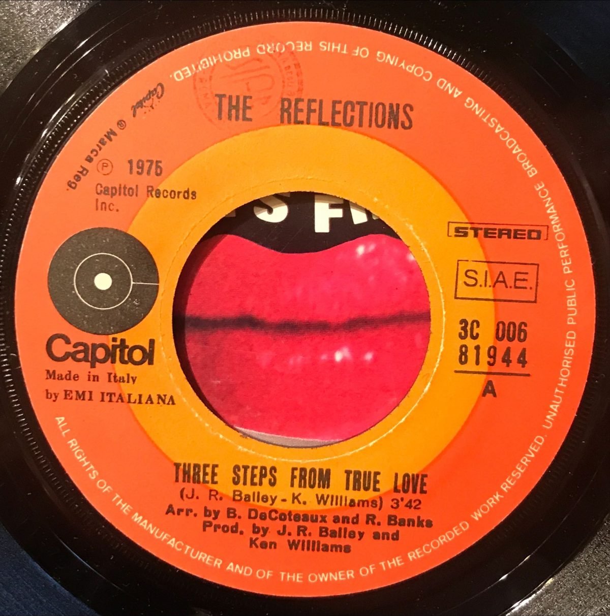 The Reflections ‎– Three Steps From True Love 45lik Plak - Görsel 3