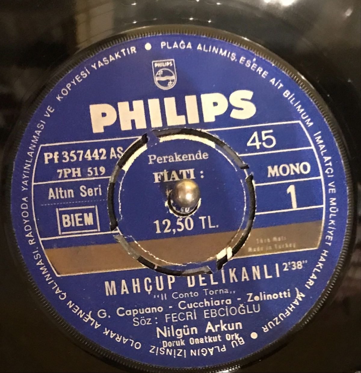 Nilgün Arkun ‎– Mahçup Delikanlı / Aşkı Sende Tanıdım 45lik Plak - Görsel 3