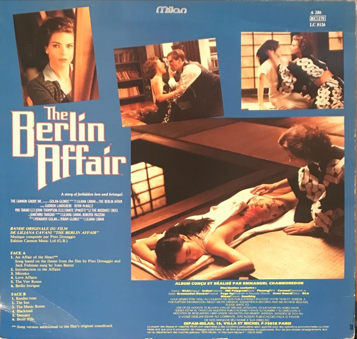 Pino Donaggio – The Berlin Affair (Bande Originale Du Film) LP Plak - Görsel 2