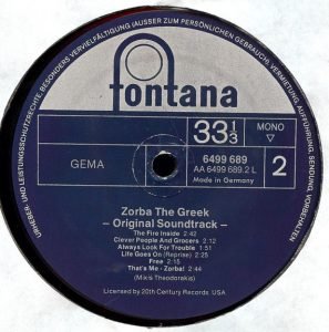 Mikis Theodorakis – Zorba The Greek - Original Soundtrack LP Plak - Görsel 4