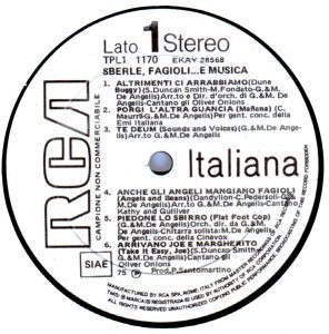 Guido E Maurizio De Angelis – Sberle Fagioli E Musica (Colonne Sonore Originali) LP Plak - Görsel 3