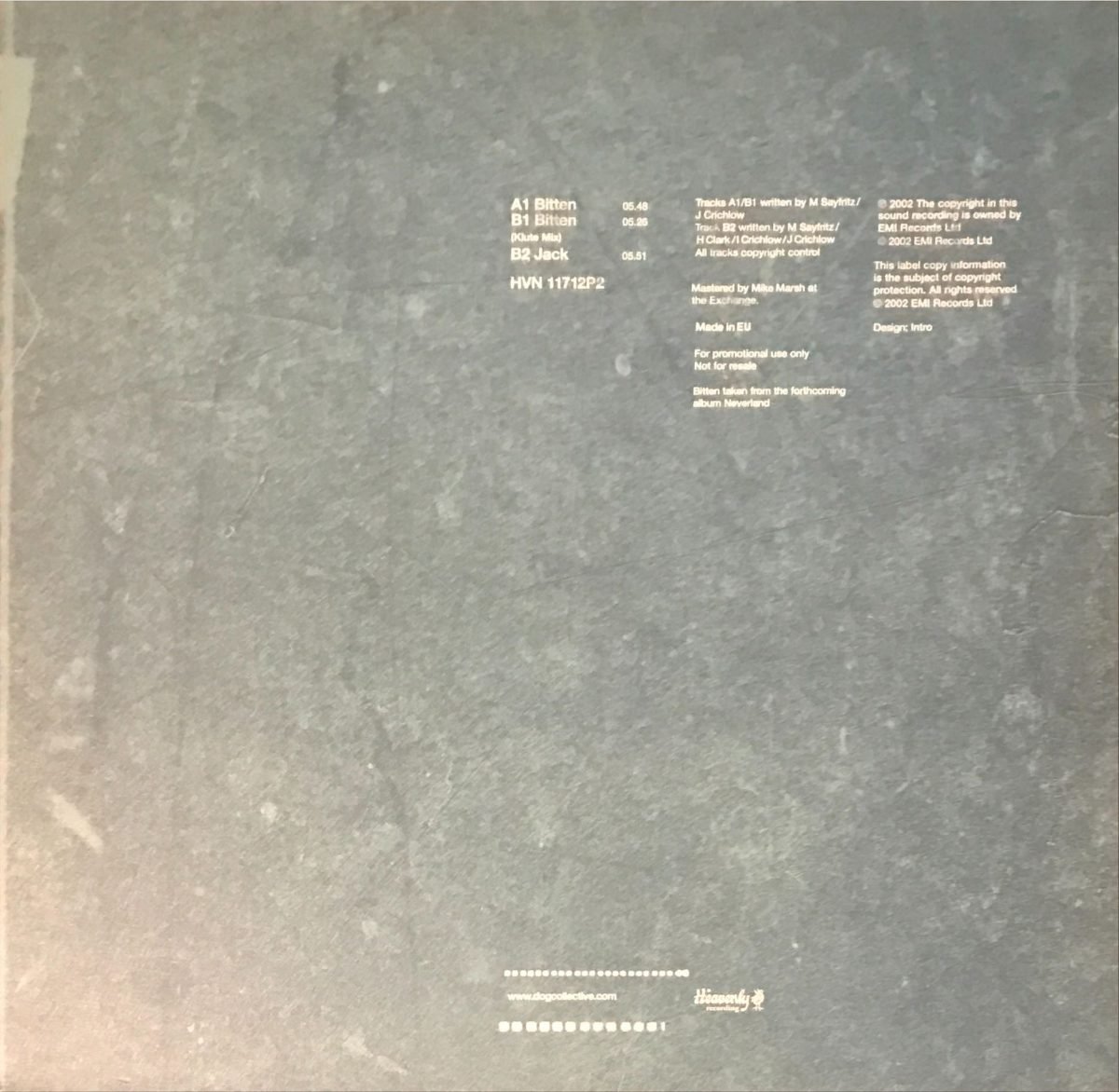 Dog – Bitten 12'' Maxi Single Plak (Drum n Bass) - Görsel 3