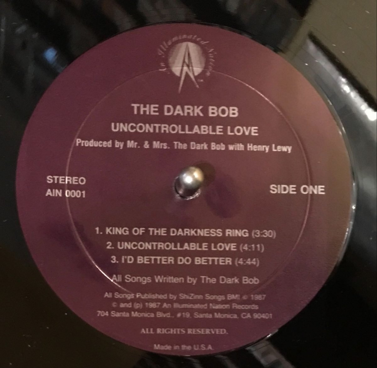 The Dark Bob ‎– Uncontrollable Love LP Plak - Görsel 3