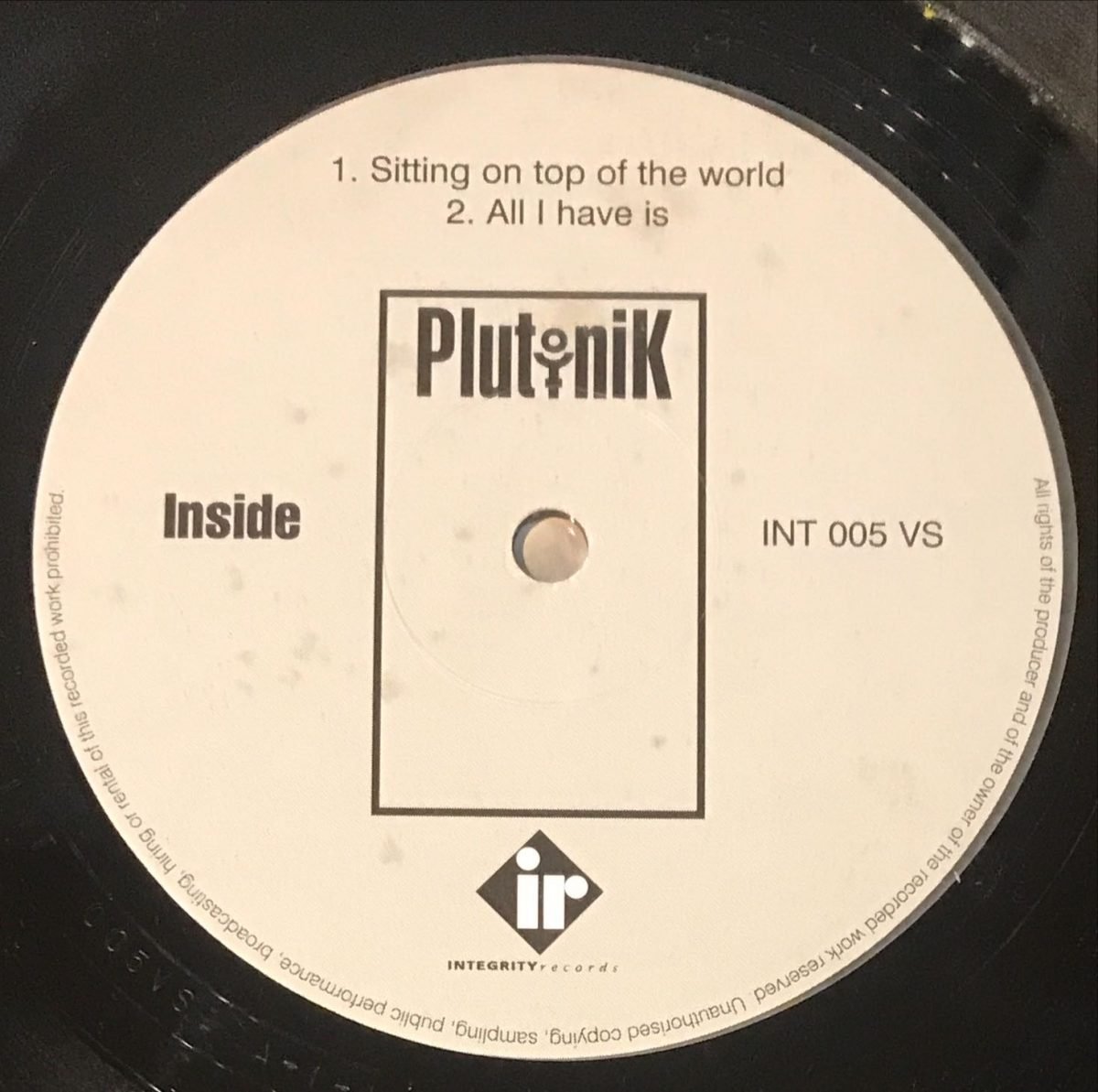 Plutonik ‎– Sitting On Top Of The World 12'' Maxi Single Plak (Drum n Bass) - Görsel 3