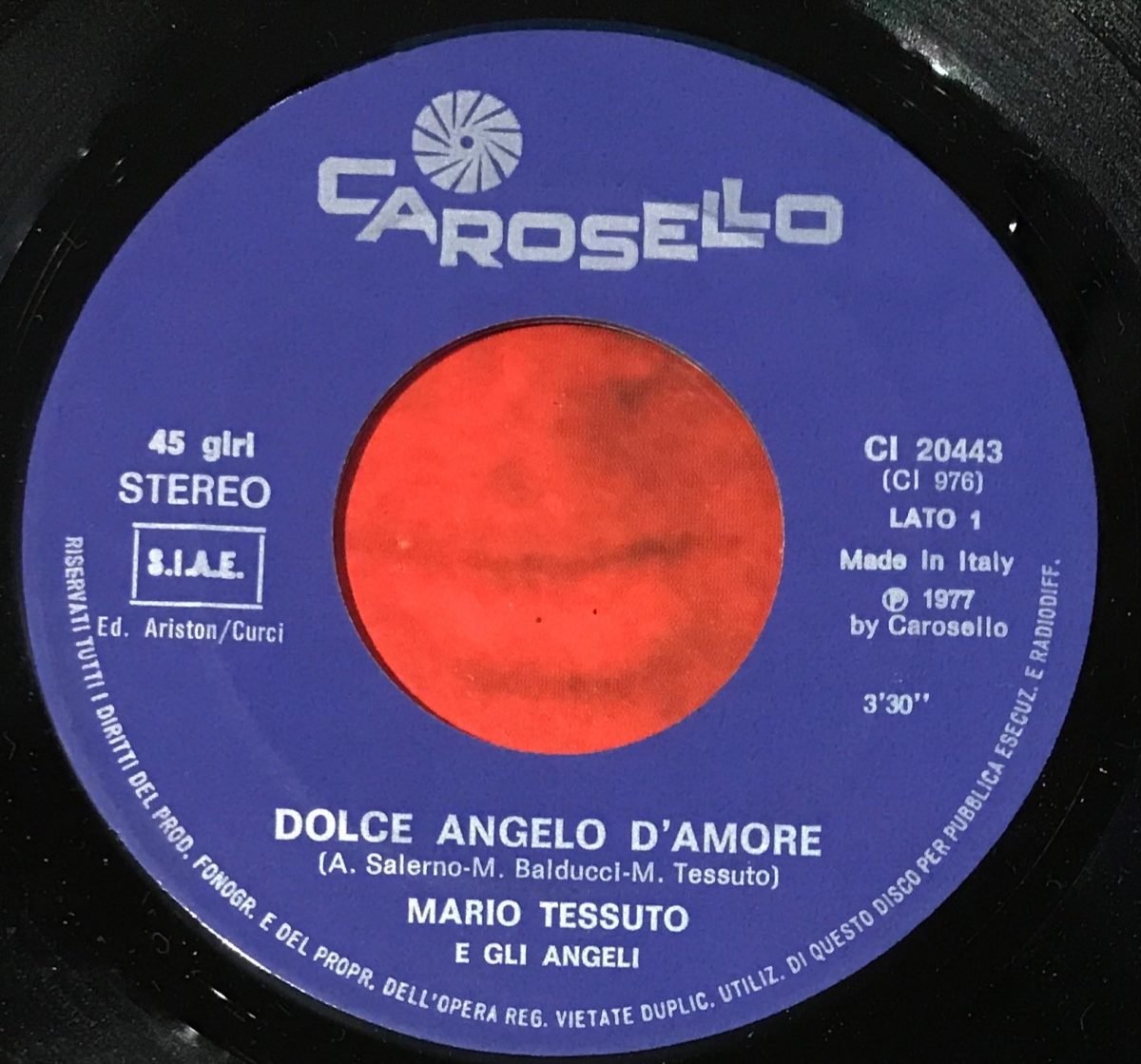 Mario Tessuto E Gli Angeli – Dolce Angelo D'Amore 45lik Plak - Görsel 2