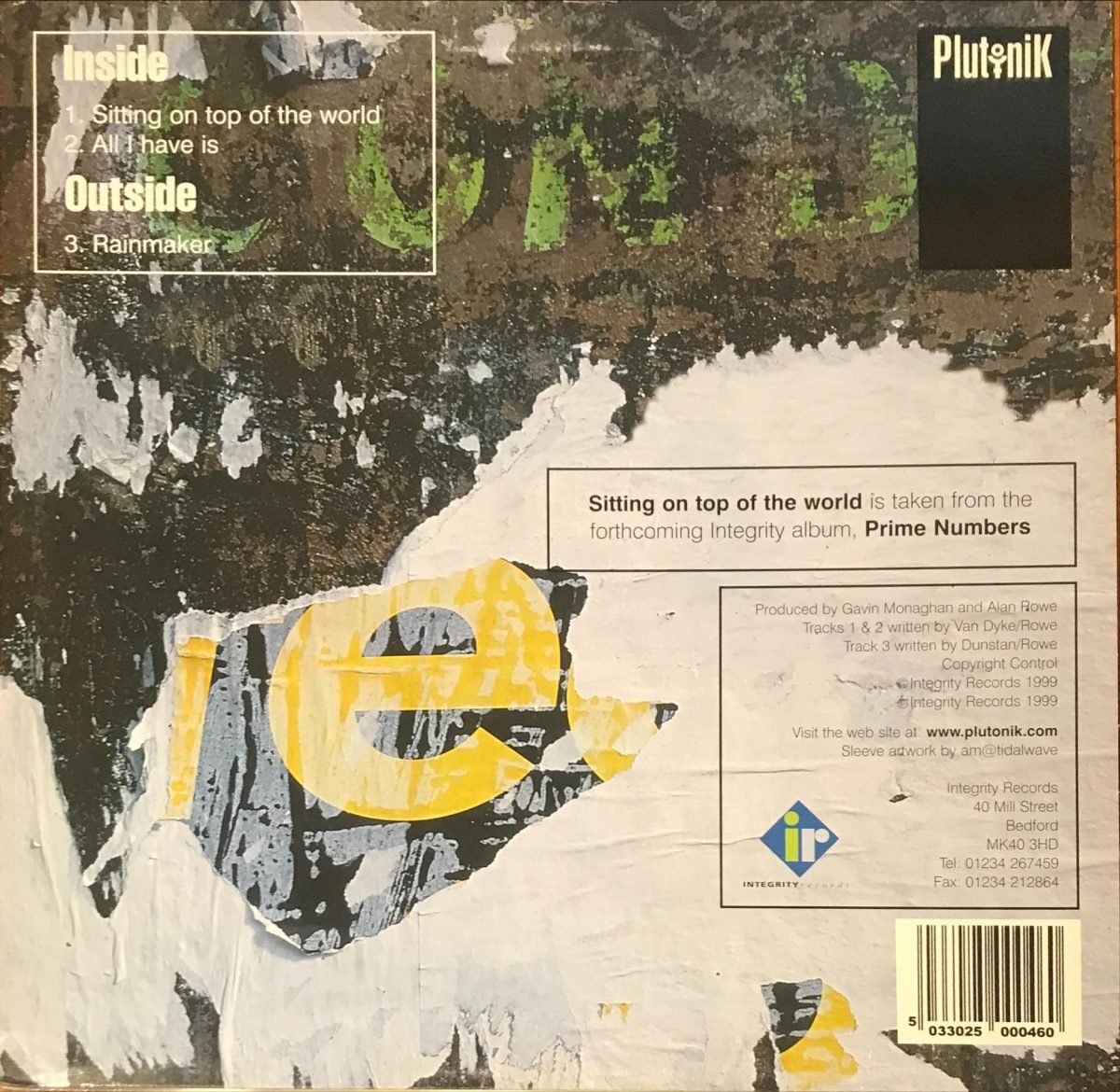 Plutonik ‎– Sitting On Top Of The World 12'' Maxi Single Plak (Drum n Bass) - Görsel 2
