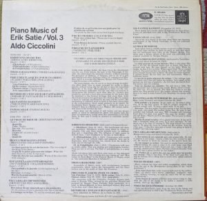 Aldo Ciccolini – Piano Music Of Erik Satie, Vol. 3 LP Plak - Görsel 3