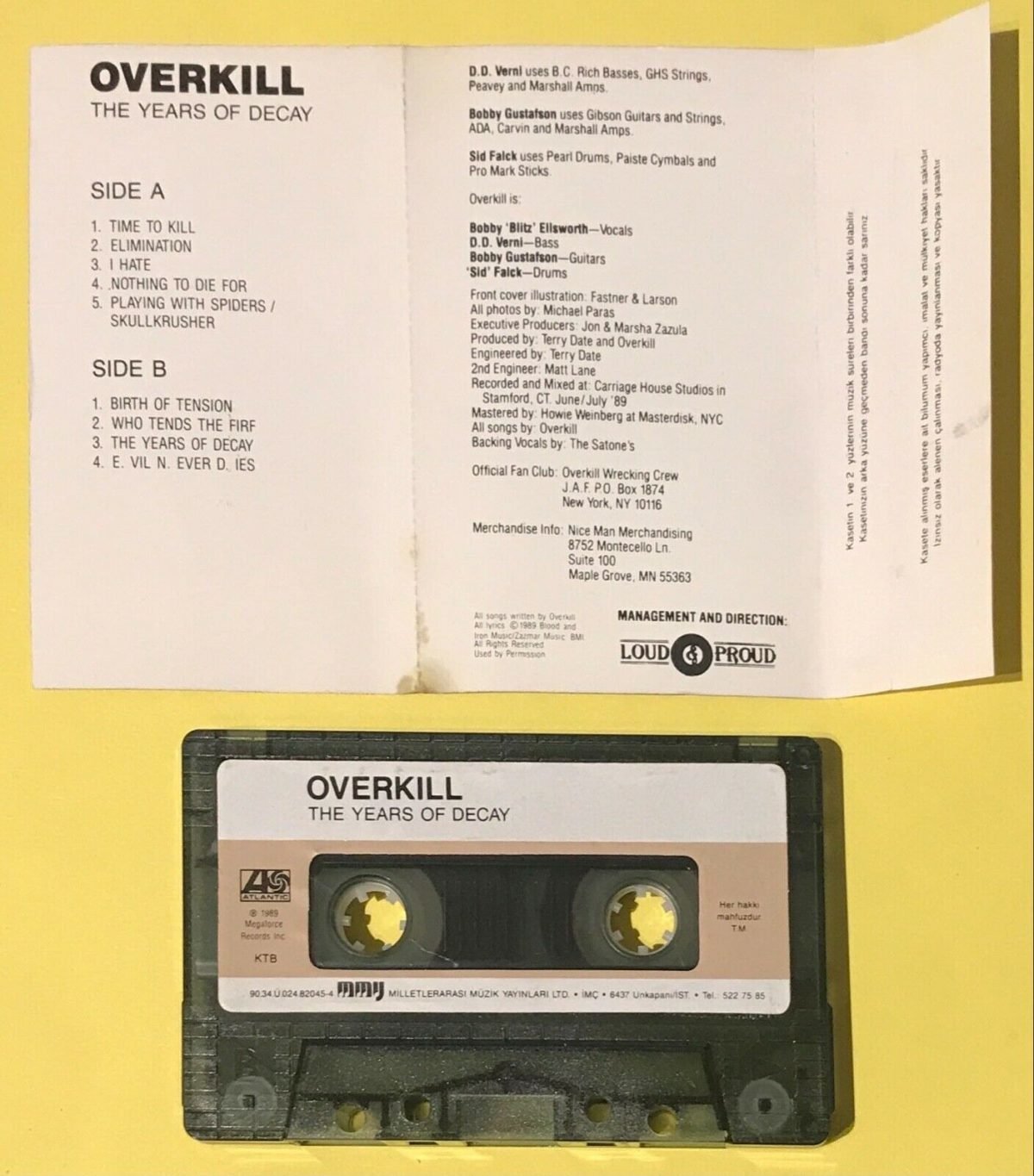 Overkill - The Years Of Decay Kaset - Görsel 4