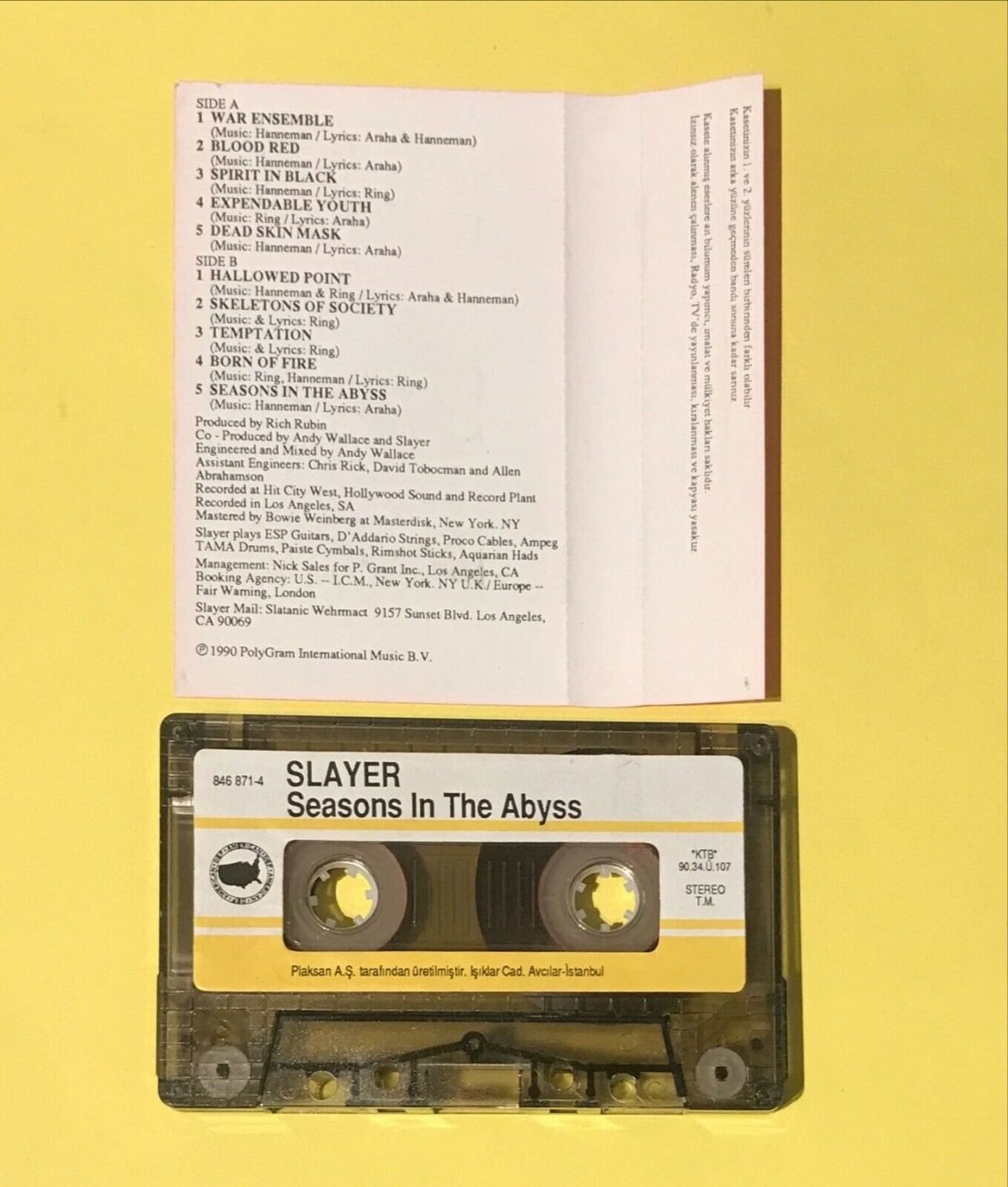 Slayer – Seasons In The Abyss Kaset Türk Baskı - Görsel 4