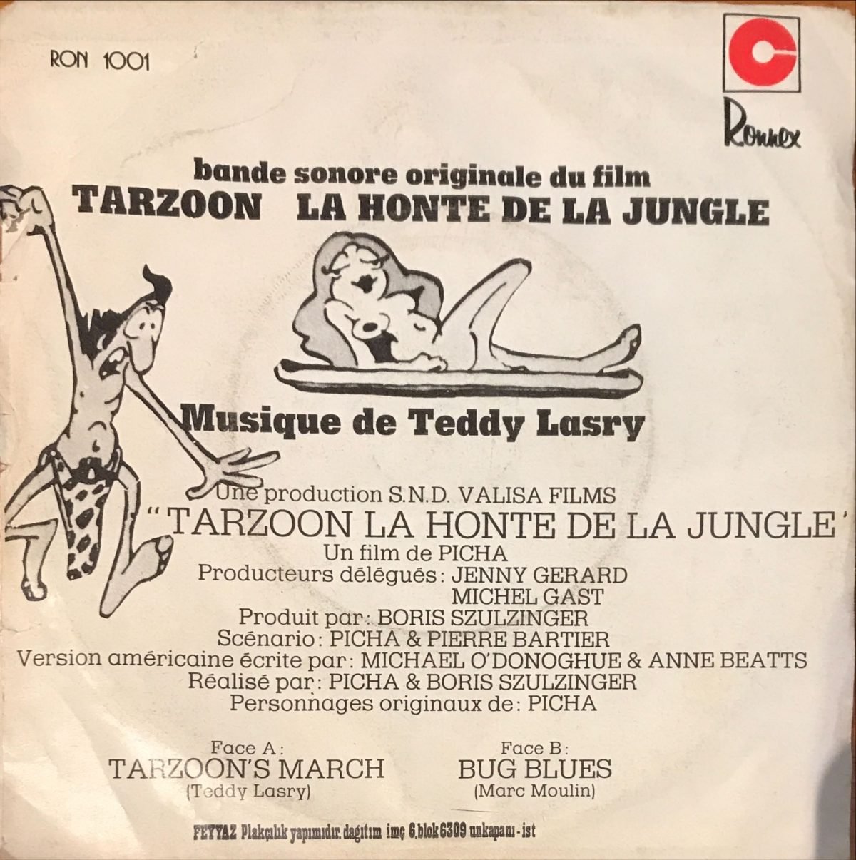 Teddy Lasry – Tarzoon's March (Bande Sonore Originale Du Film Tarzoon La Honte De La Jungle) 45lik Plak (Yerli Baskı) - Görsel 2