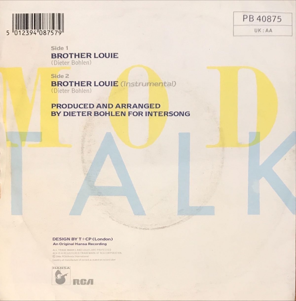 Modern Talking – Brother Louie 45lik Plak - Görsel 3