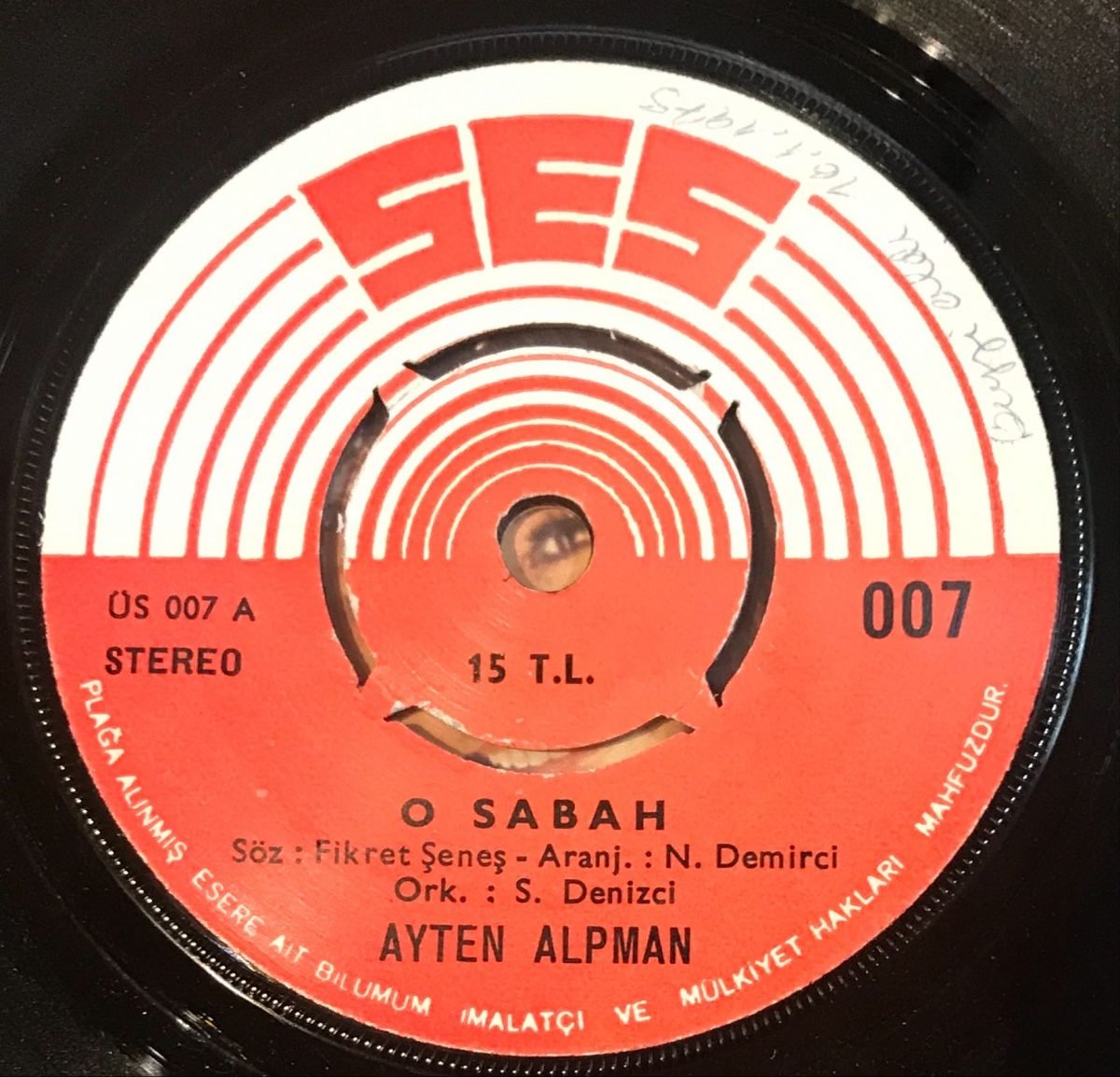 Ayten Alpman ‎– O Sabah 45lik Plak - Görsel 3