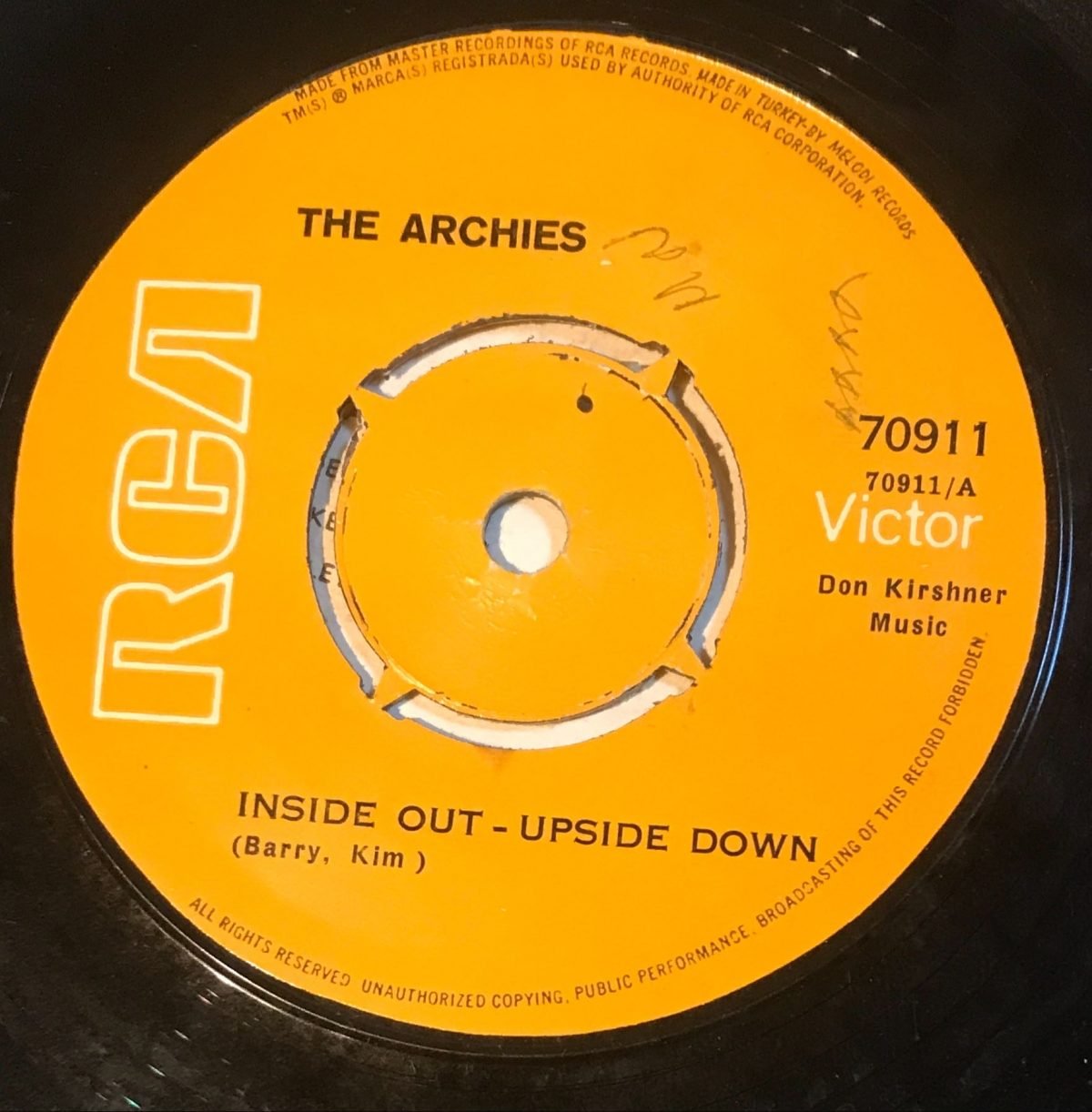 The Archies – Inside Out Upside Down 45lik Plak (Yerli Baskı) - Görsel 2