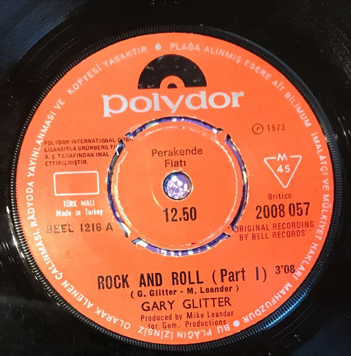 Gary Glitter – Rock And Roll 45lik Plak (Yerli Baskı) - Görsel 2
