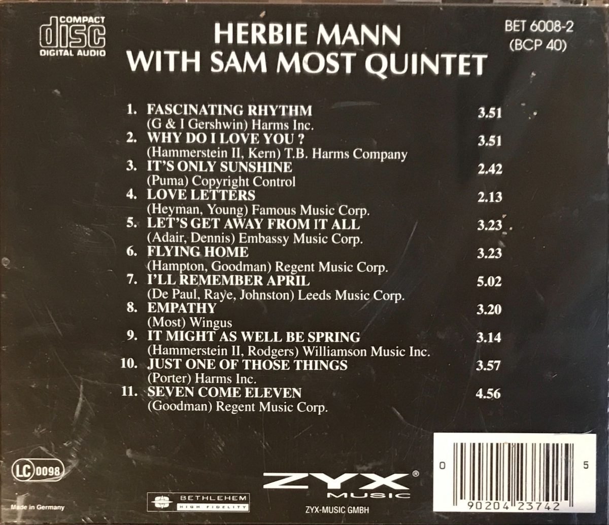The Herbie Mann-Sam Most Quintet CD - Görsel 2