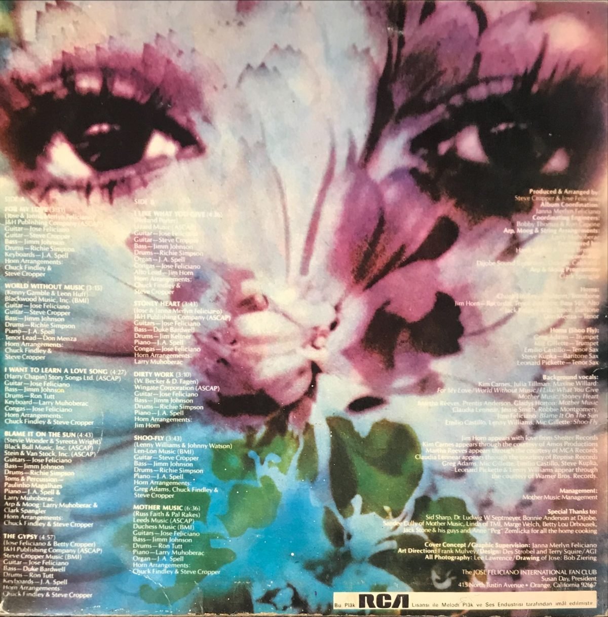 José Feliciano – For My Love...Mother Music LP Plak (Bana Yalan Söylediler) - Görsel 2