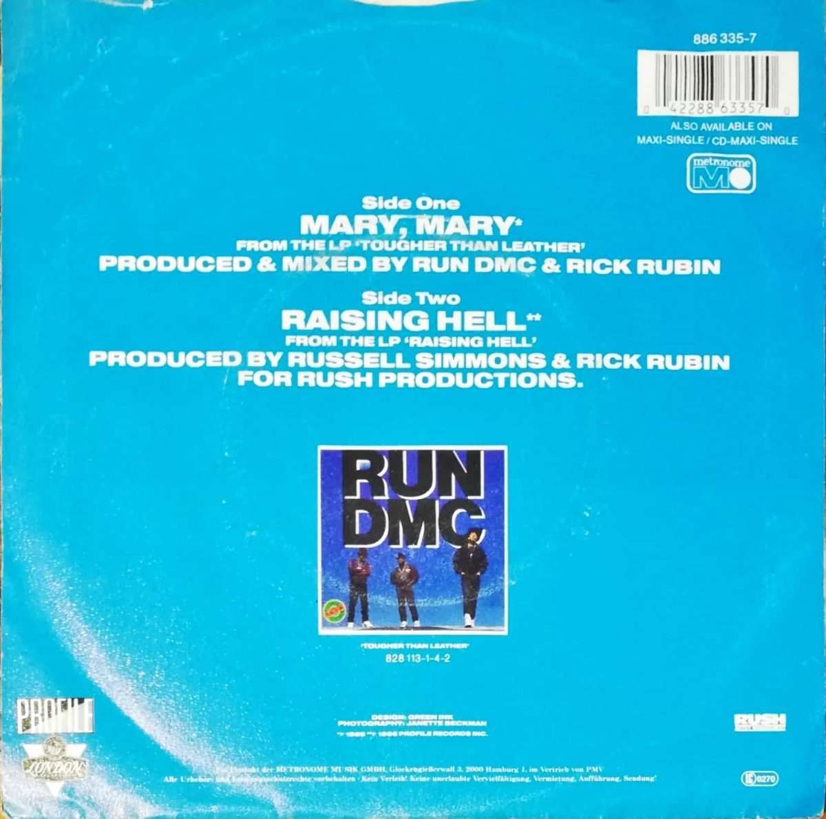 RunDMC Mary Mary 45lik Plak Deform Müzik