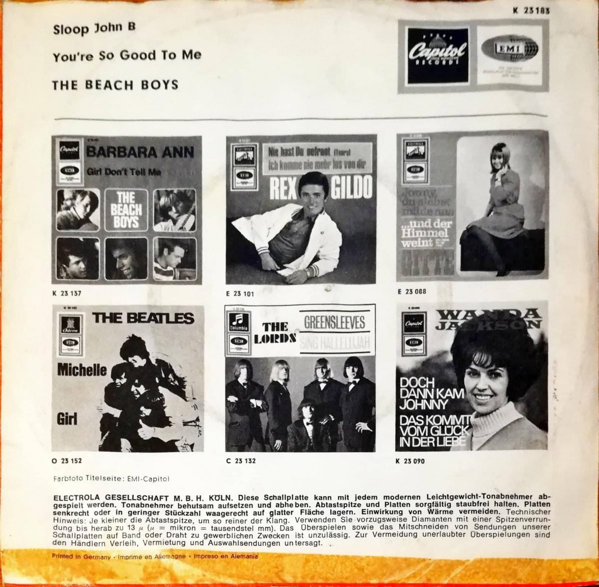 The Beach Boys – Sloop John B / You're So Good To Me 45lik Plak - Görsel 4