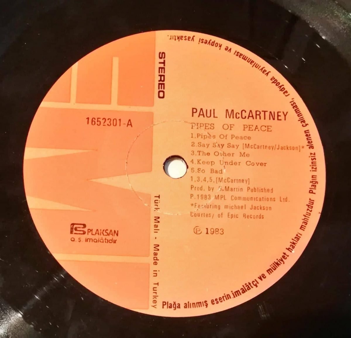 Paul McCartney – Pipes Of Peace LP Plak - Görsel 3