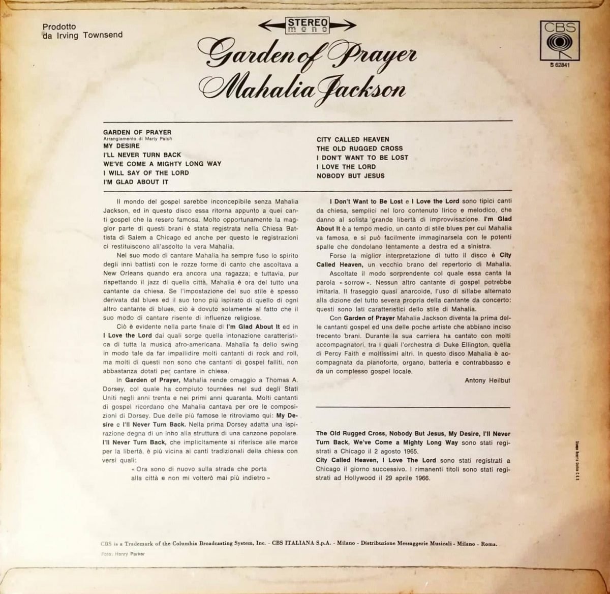 Mahalia Jackson – Garden Of Prayer LP Plak - Görsel 4