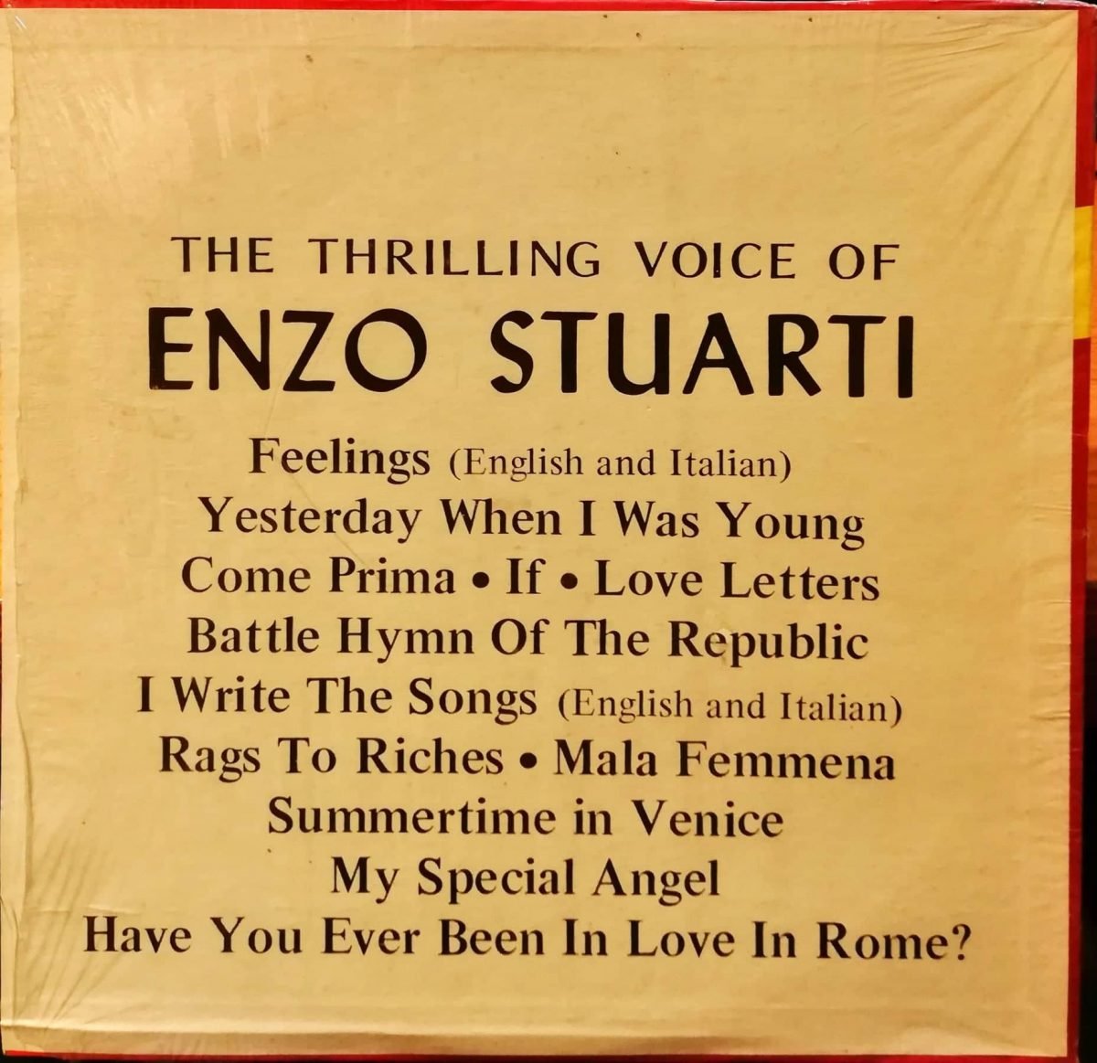 Enzo Stuarti – Bravo Enzo : The Thrilling Voice Of Enzo Stuarti LP Plak - Görsel 4