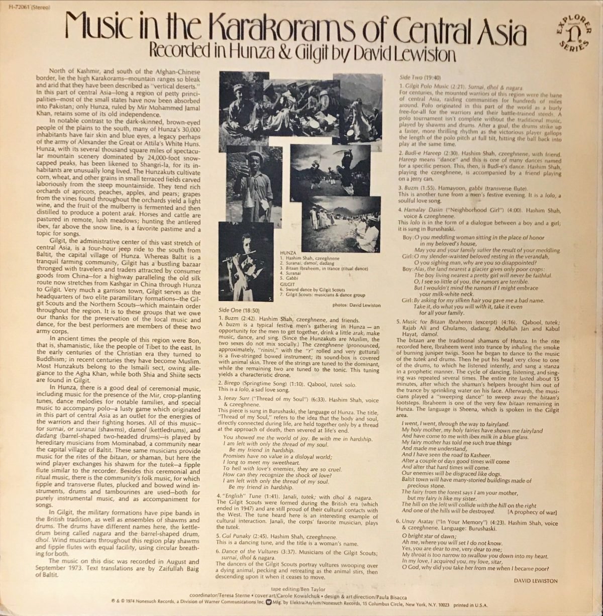 Music In The Karakorams Of Central Asia (Recorded in Hunza & Gilgit) LP Plak - Görsel 3