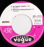 Antoine – Je L'Appelle Canelle 45lik Plak - Görsel 2