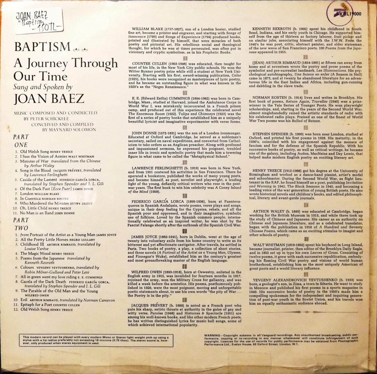 Joan Baez – Baptism LP Plak - Görsel 4