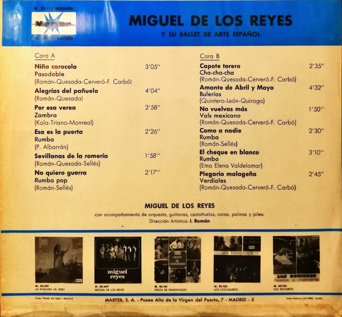 Miguel De Los Reyes Y Su Ballet De Arte Español LP Plak - Görsel 2