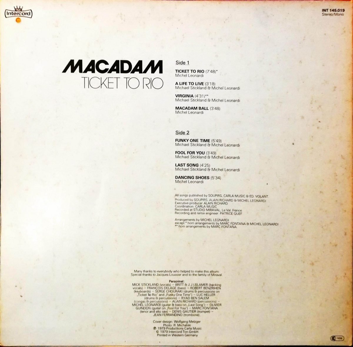 Macadam – Ticket To Rio LP Plak - Görsel 3