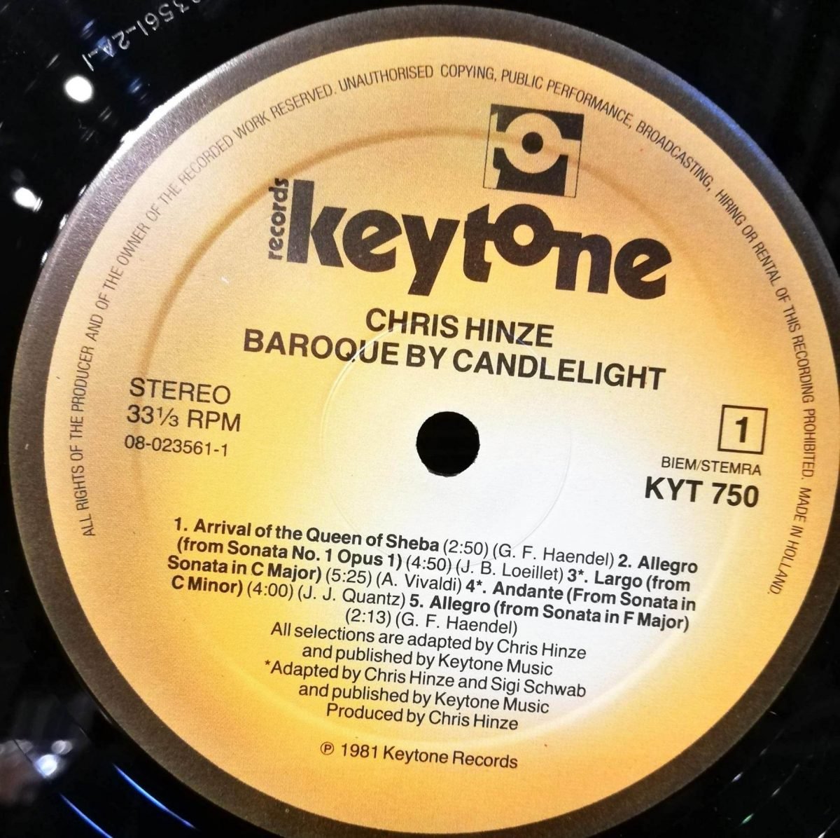 Chris Hinze Featuring: Sigi Schwab – Baroque By Candlelight LP Plak - Görsel 3