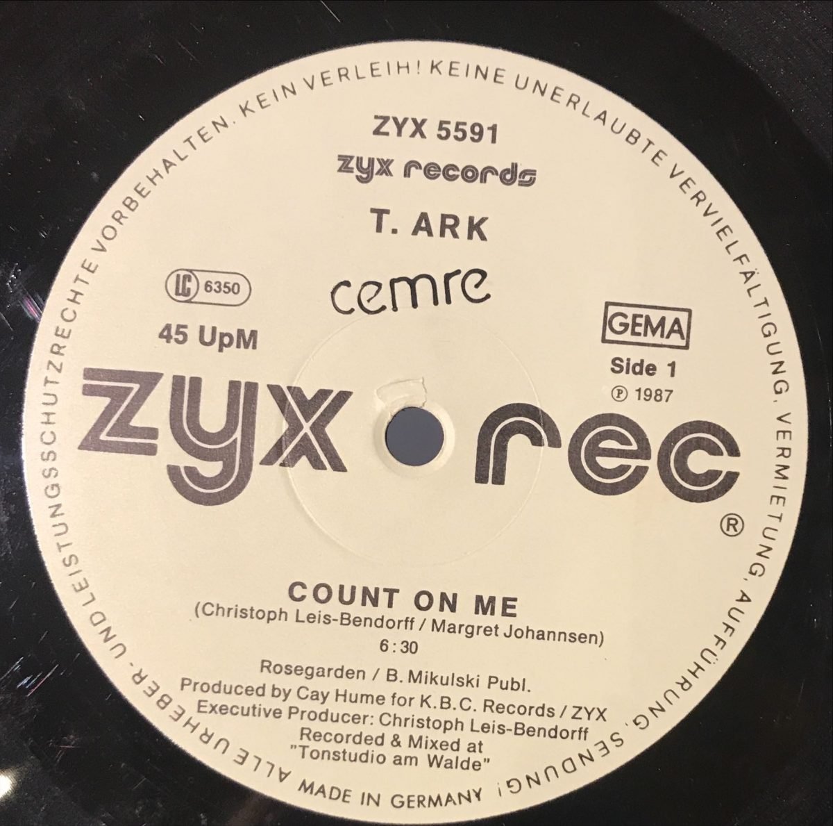 T. Ark – Count On Me 12'' Maxi Single Plak - Görsel 3