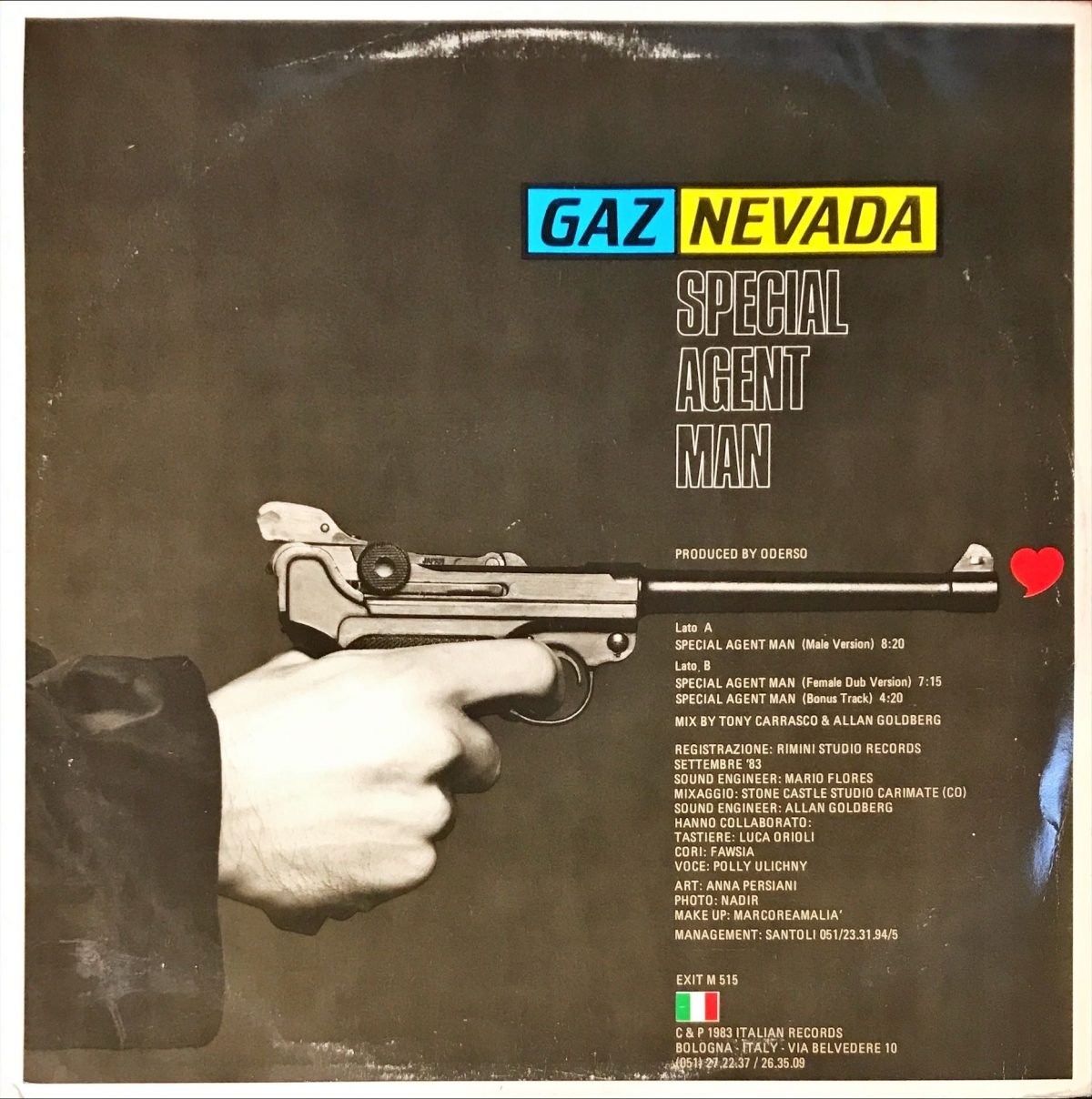 Gaznevada – Special Agent Man 12'' Maxi Single Plak (Italo Disco) - Görsel 3
