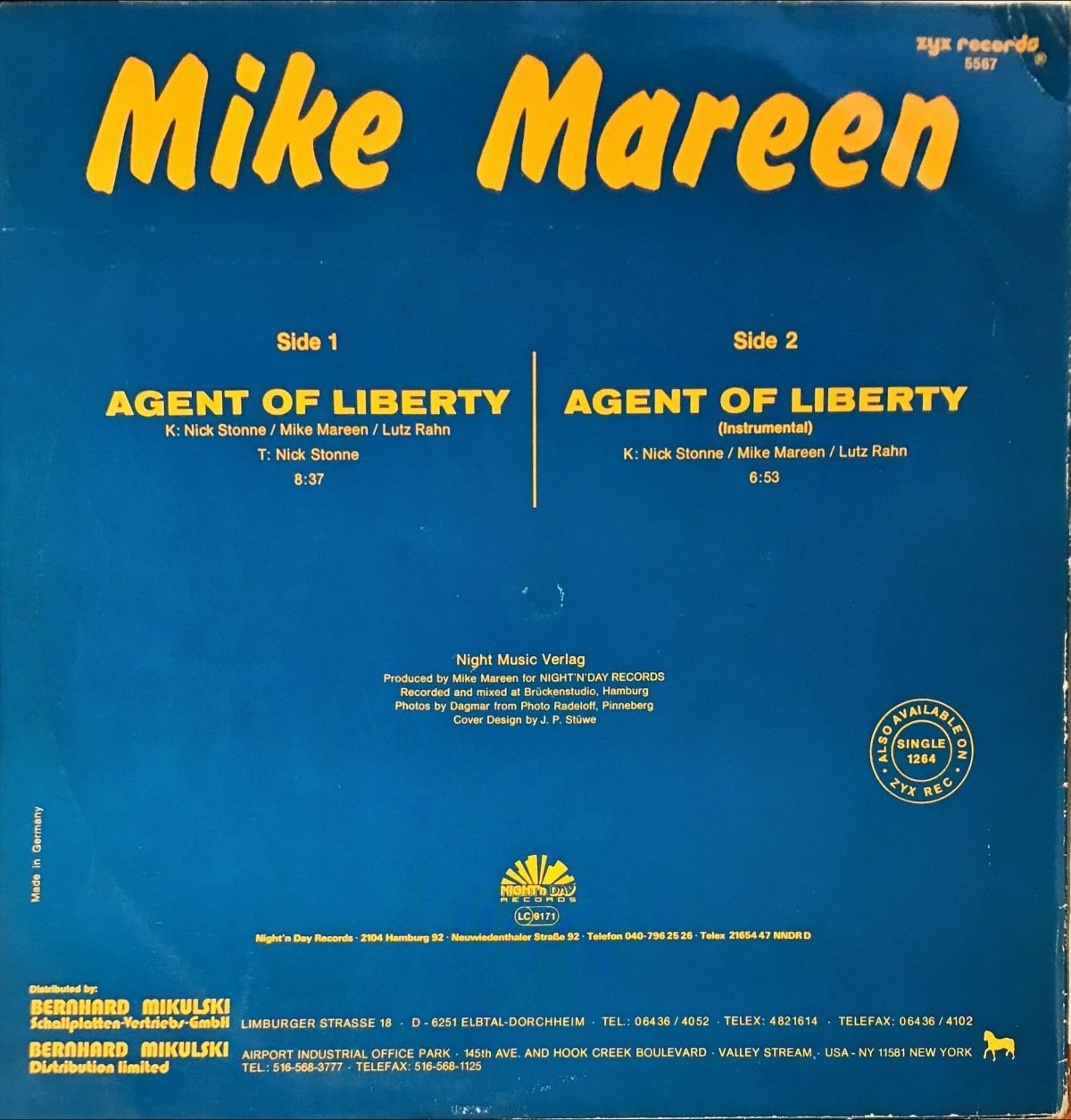 Mike Mareen – Agent Of Liberty 12'' Maxi Single Plak - Görsel 2