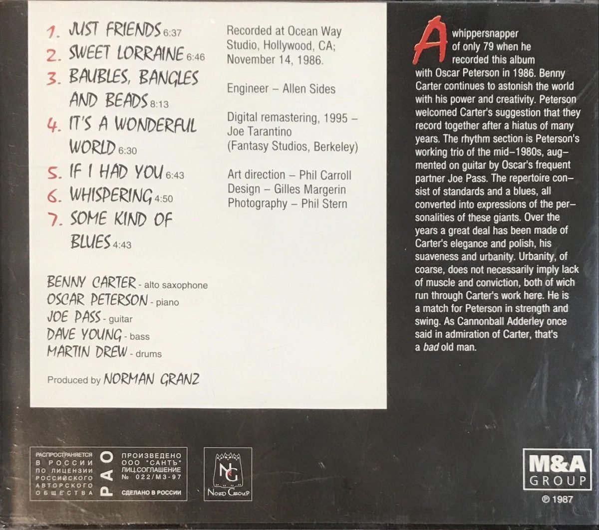 Benny Carter Meets Oscar Peterson CD - Görsel 2