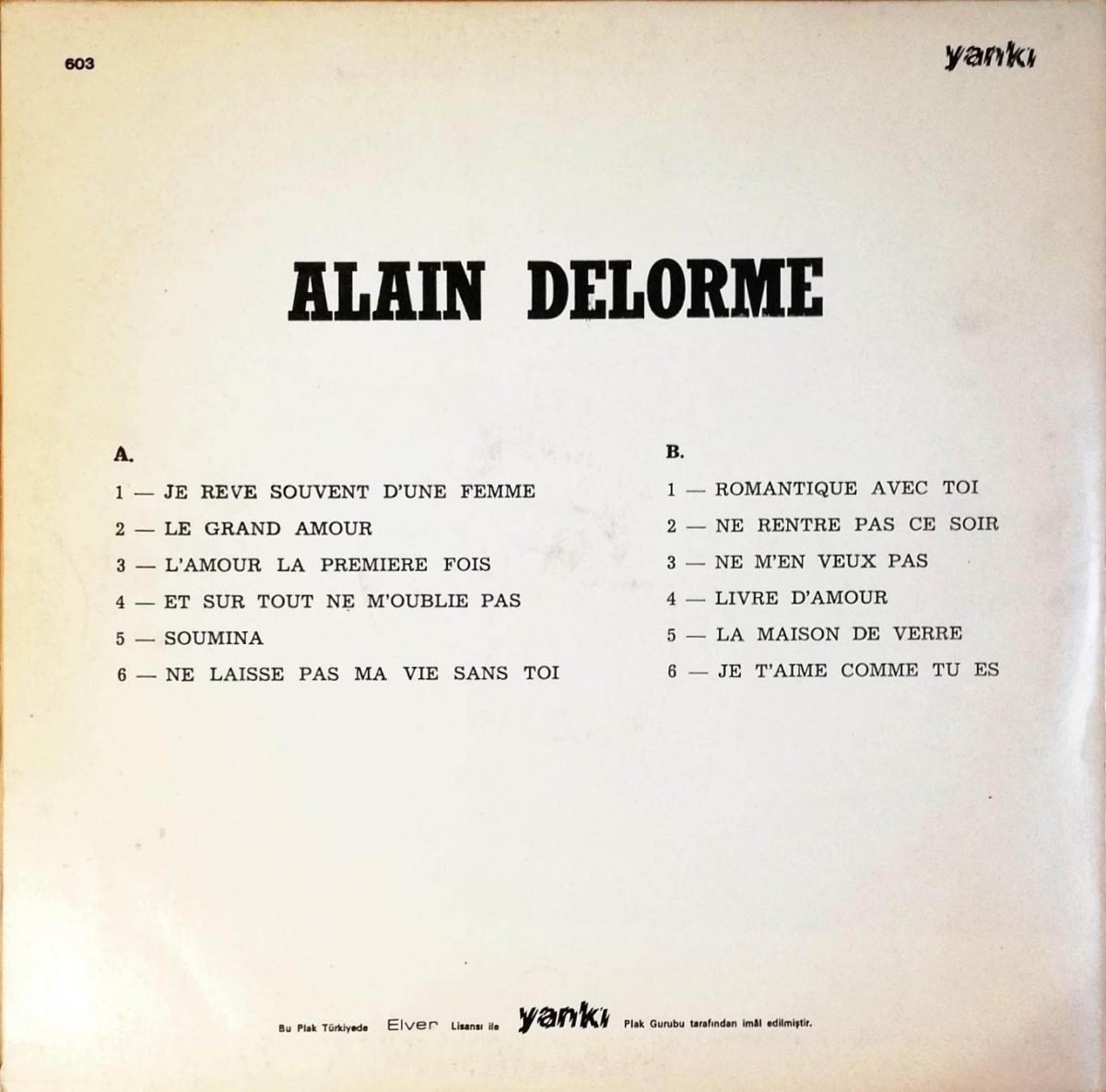 Alain Delorme – Livre D'Amour LP Plak - Görsel 2