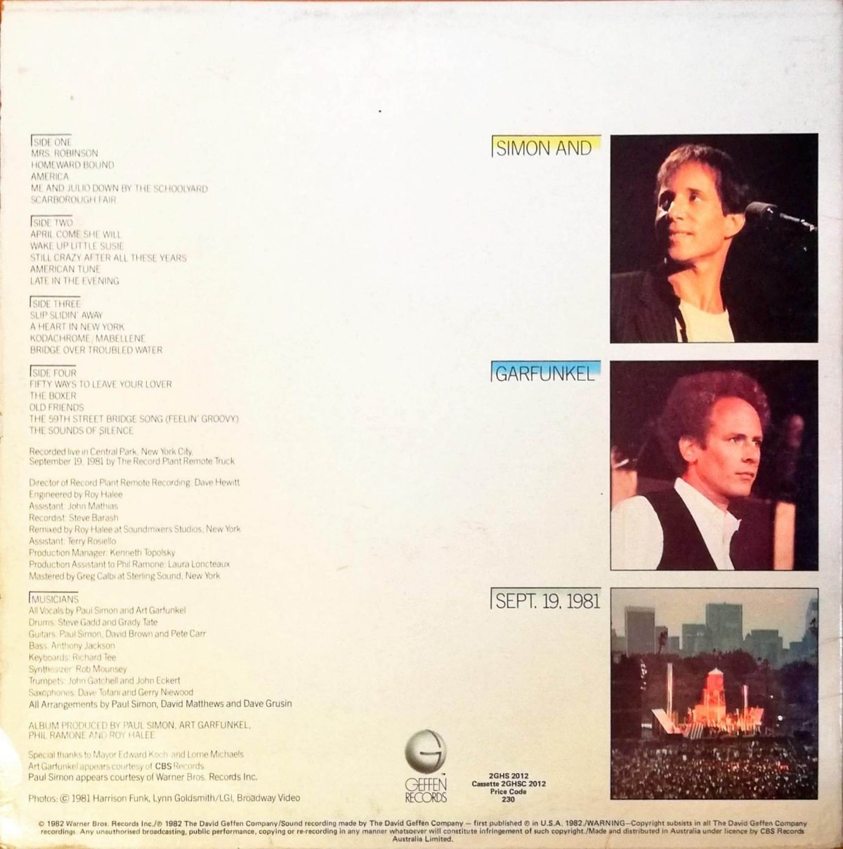 Simon & Garfunkel ‎– The Concert In Central Park 2LP Plak - Görsel 2