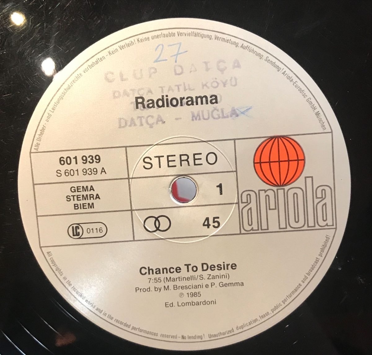 Radiorama – Chance To Desire 12'' Maxi Single Plak - Görsel 2